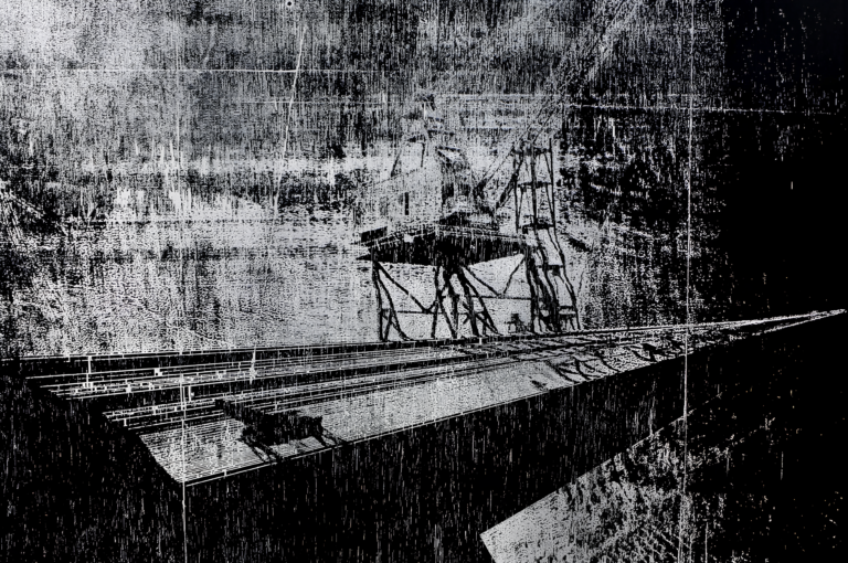 Dry Dock, Brooklyn — Woodcut (laser cut), 56 × 76 cm, by Bianca Cork