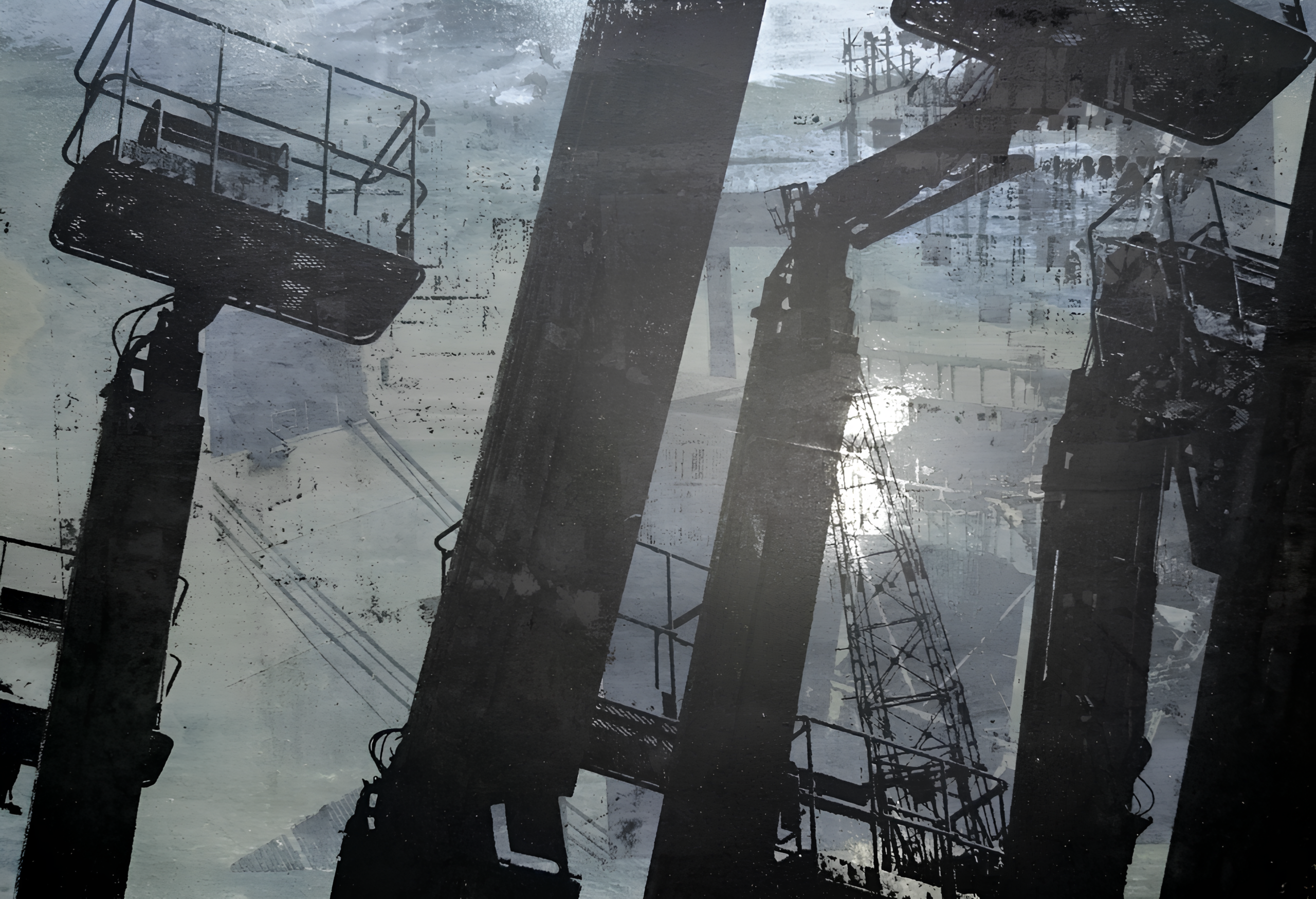 Cranes — Monoprint, Screenprint, 100cm x 70cm, by Bianca Cork