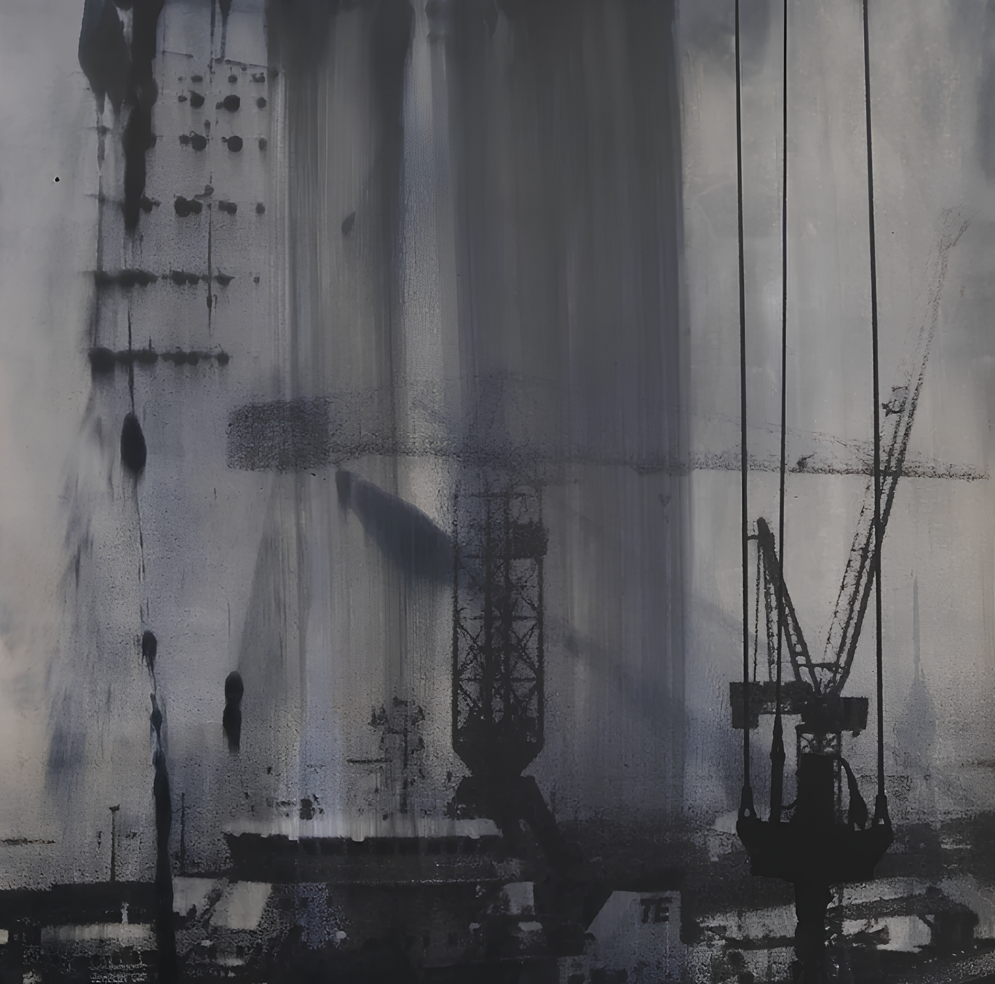 Falmouth Docks — Screenprint and monoprint, 80 × 80 cm, by Bianca Cork