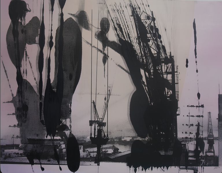 Falmouth Dockyards II — Monoprint, Screenprint, 100cm x 70cm, by Bianca Cork