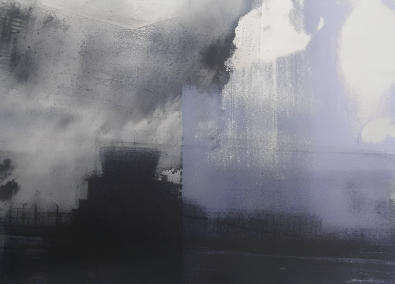 Predannack Airfield — Monoprint and screenprint, 56 × 35 cm, by Bianca Cork