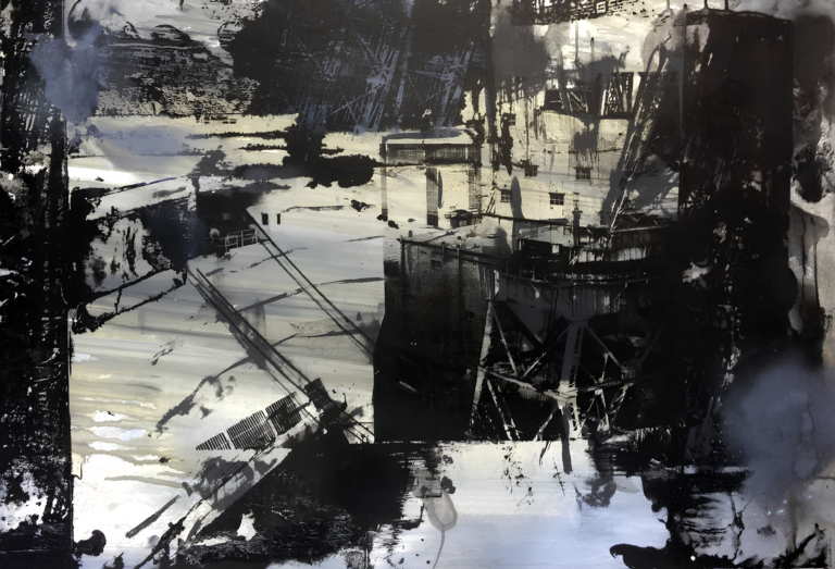 Falmouth Dockyards — Etching, Screenprint, Monoprint, 100cm x 70cm, by Bianca Cork